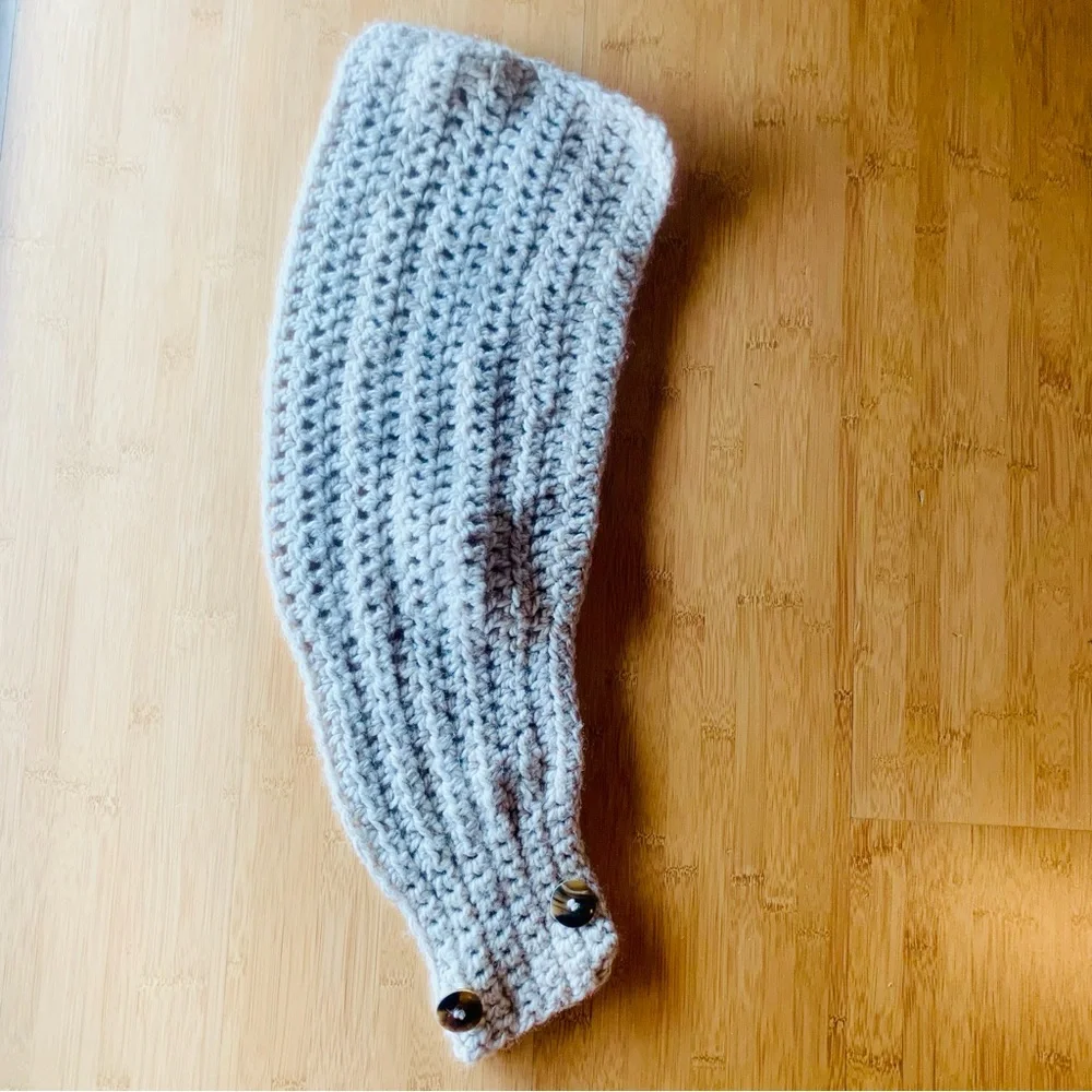 Handmade Chunky Knit Crochet Scarf in Oatmeal Brown